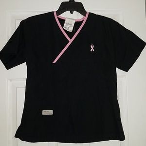 Urbane Scrub top Breast cancer awareness pink&blac